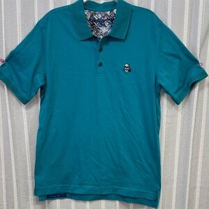 Robert Graham Teal Blue Polo with Skull Emblem Size M